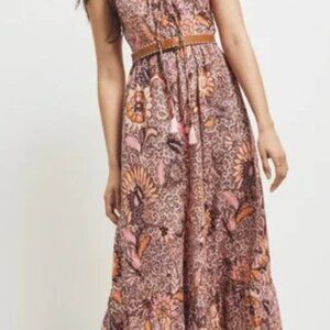 Madewell Lace-Up Ruffle-Hem Midi Dress in Bali Blooms Size 4
